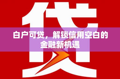 阿里山白户可贷，解锁信用空白的金融新机遇